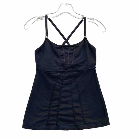 Lululemon Ariel Tank Top 4 Black Built In Bra Atheisure‎ Workout Running Women - Picture 2 of 6